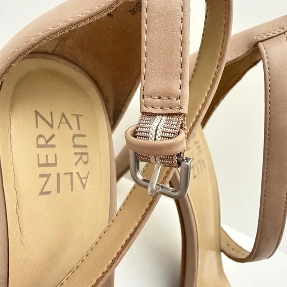 Naturalizer Nude Strappy Heels | LEAH Ankle Strap Sandals | Size 8M - Picture 9 of 11